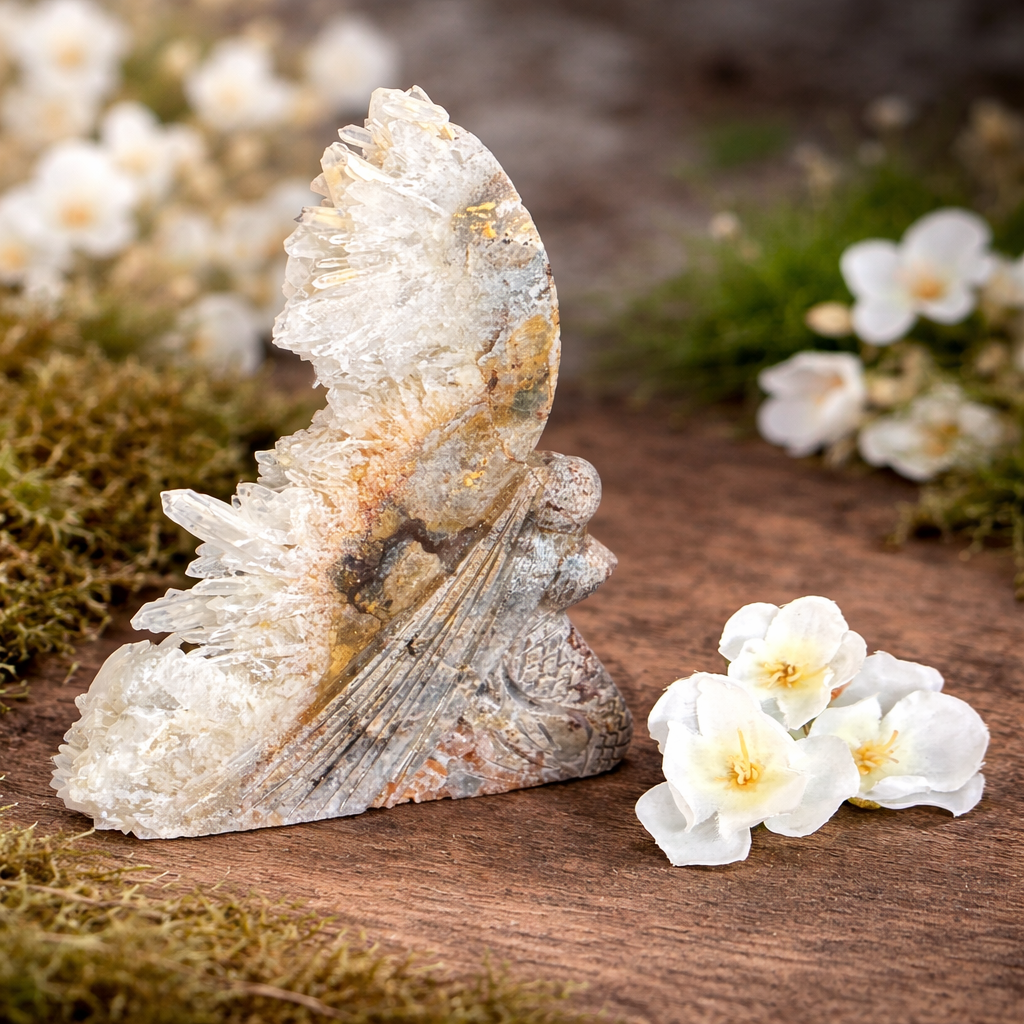 Geode Angel & Mermaid Crystal Carvings for spiritual protection, emotional healing and energy alignment