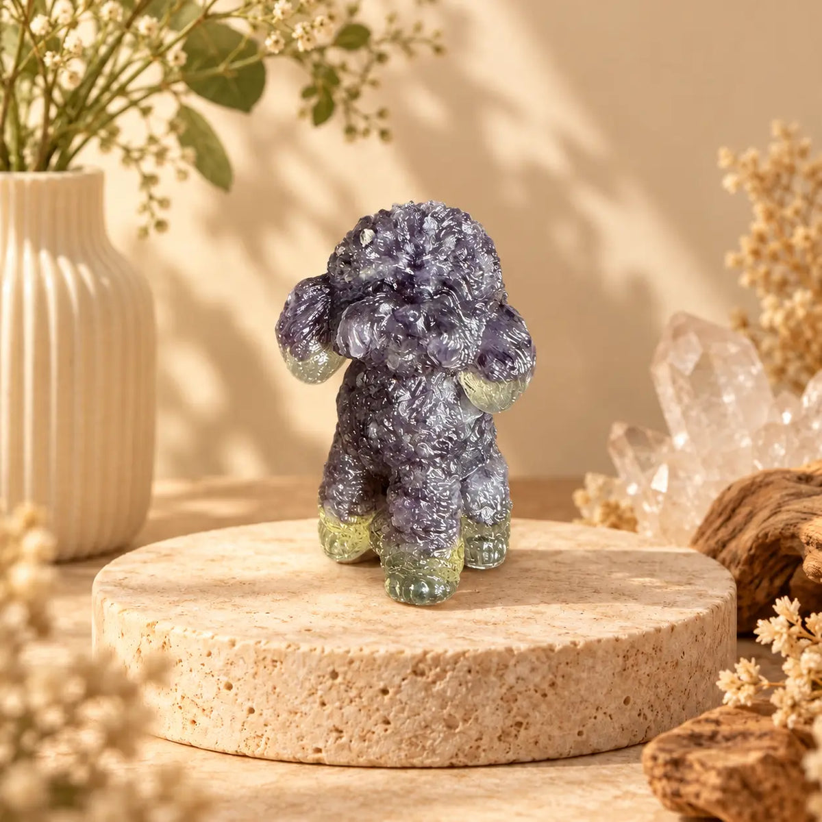 Amethyst Cavoodle, Moodle or Toy Poodle crystal dog figurine