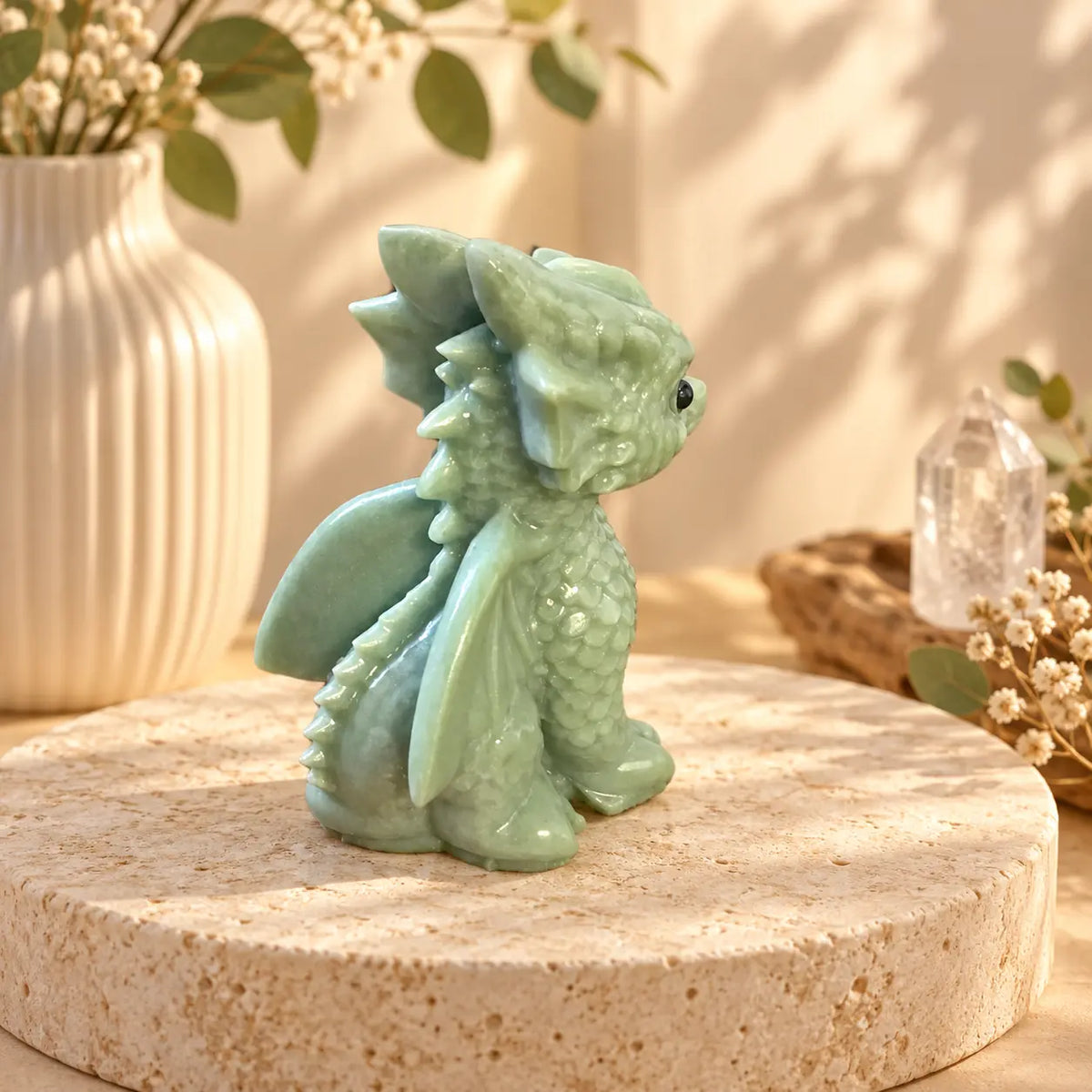 Natural Dushan Jade dragon carving Piece B showing stone patterning