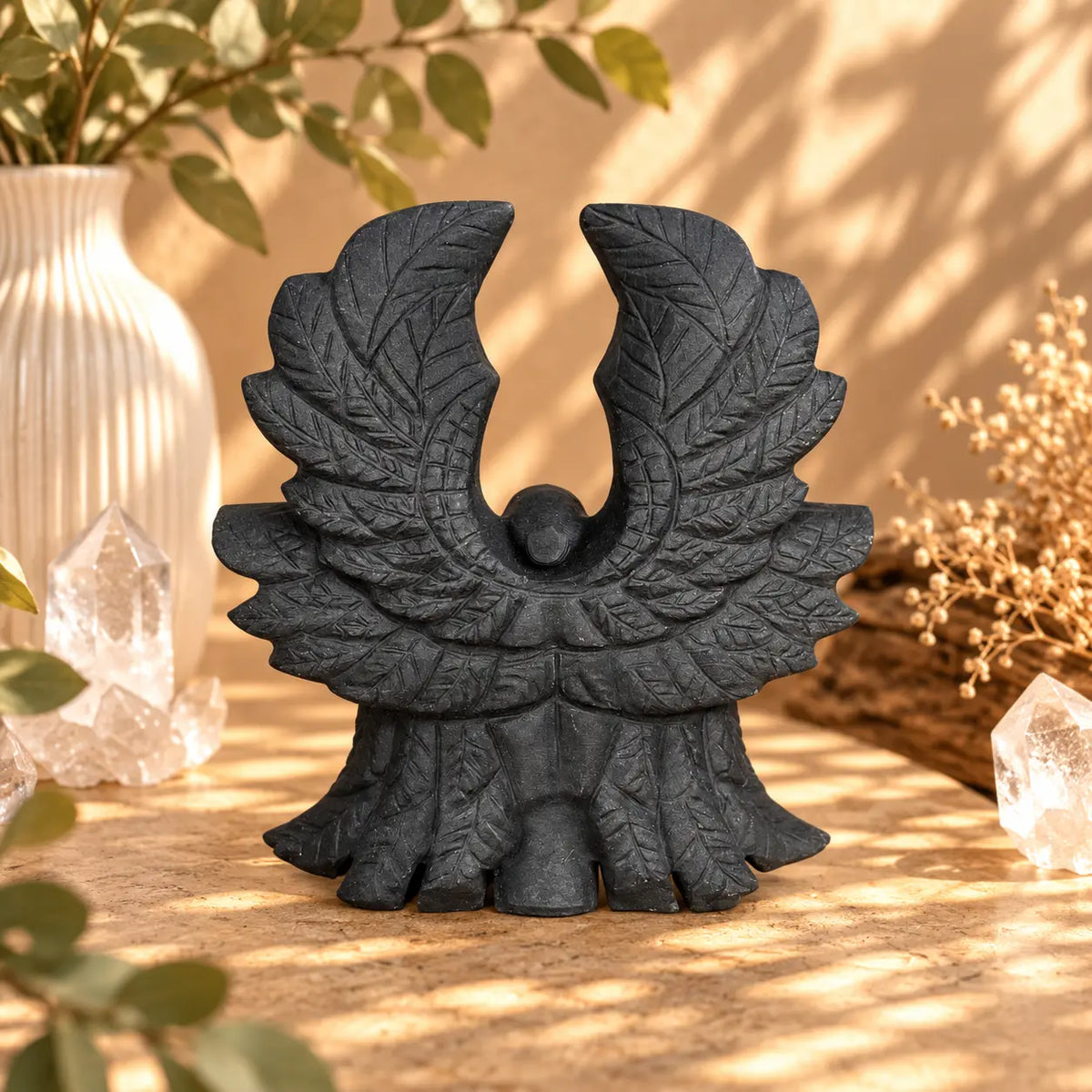 Black Obsidian Six-Winged Seraphim Angel