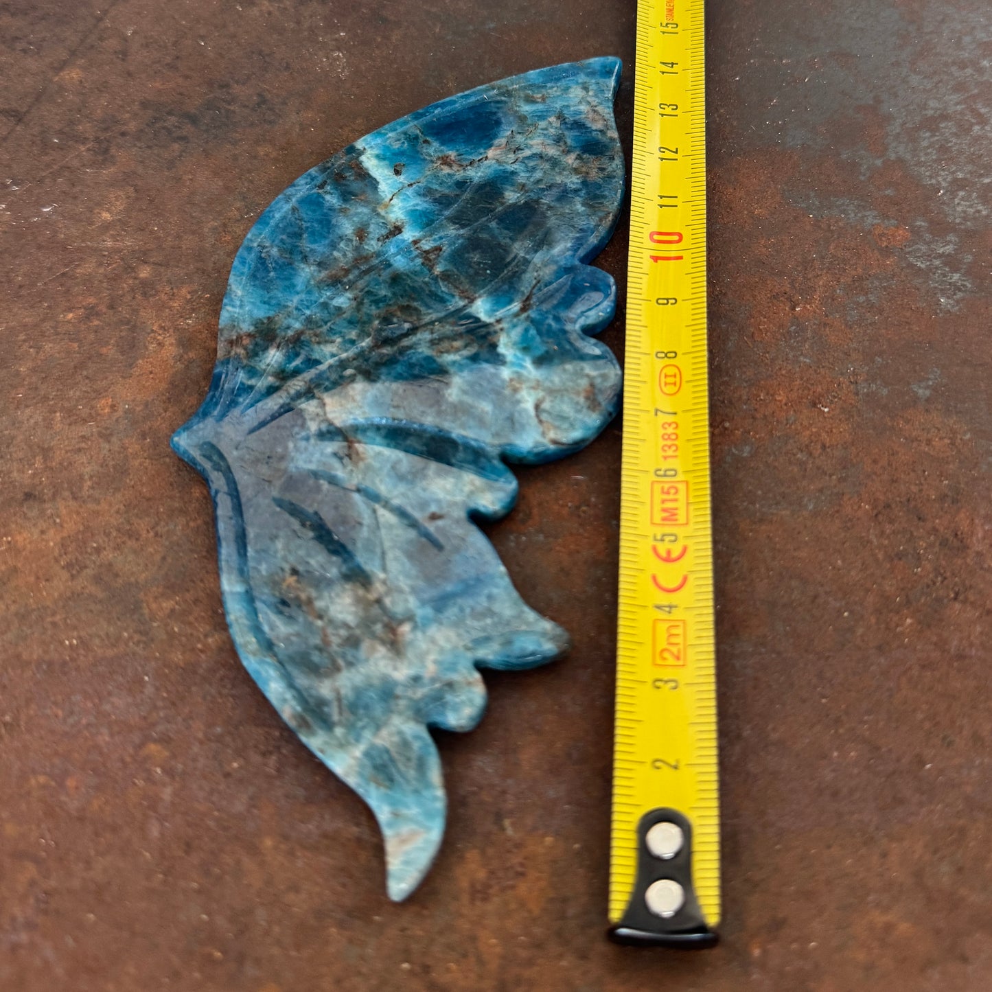 Blue Apatite Crystal Wings on Butterfly Stand (Medium) | Crystal Wings Australia – Spiritual Healing & Renewal