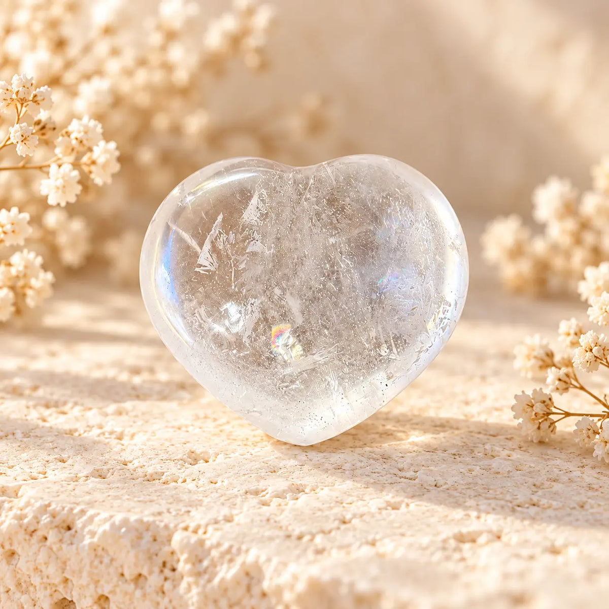 Clear Quartz crystal heart 137g reverse view, polished natural crystal showing individual inclusions – Spiritual Gifts
