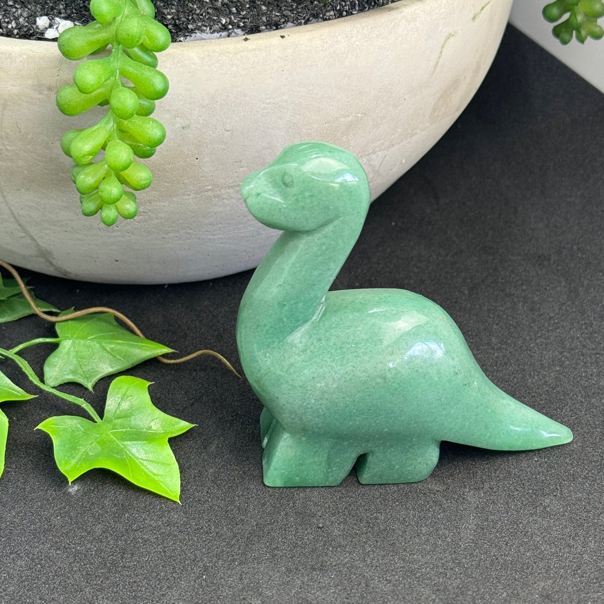 Green Aventurine crystal dinosaur carving approximately 8cm