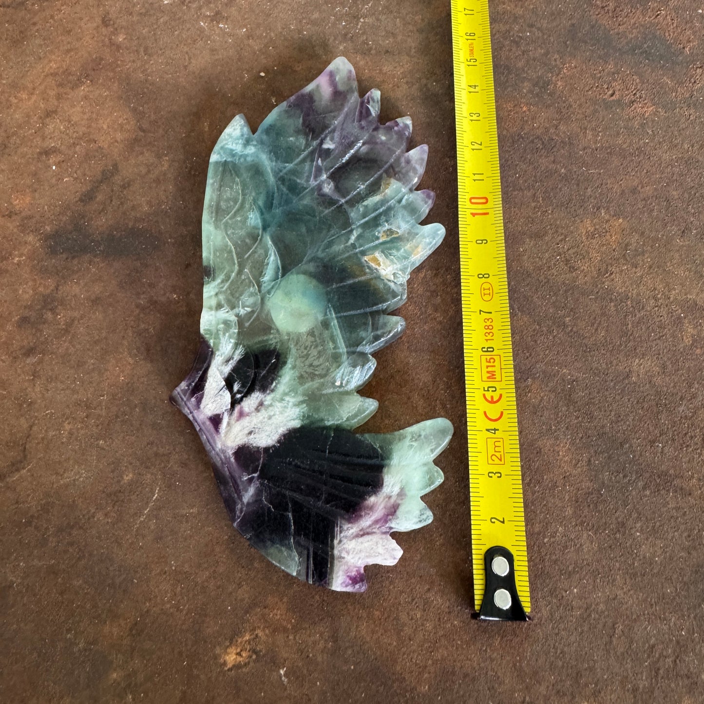 Feather Fluorite Crystal Wings on Bird Stand – Spiritual Healing, Clarity & Energy Alignment