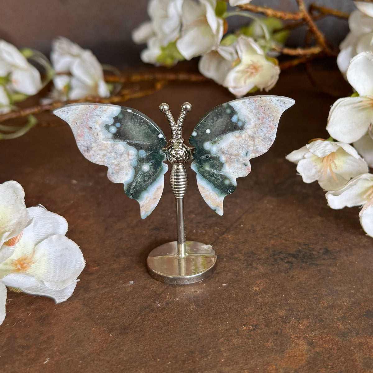 Mini Ocean Jasper Crystal Butterfly – Transformation, Joy & New Beginnings