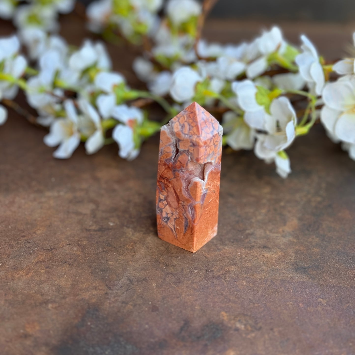 Pink Agate Crystal Tower – Emotional Healing, Self-Love & Spiritual Protection