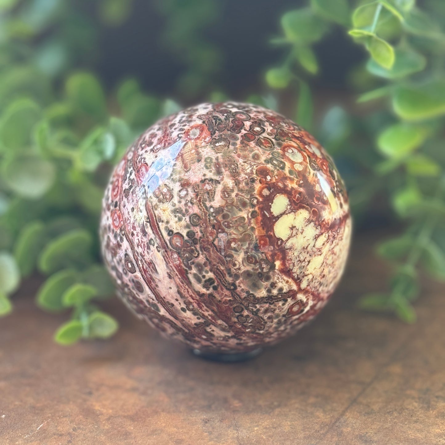 Leopard Print Jasper Crystal Sphere – Grounding, Protection & Emotional Healing