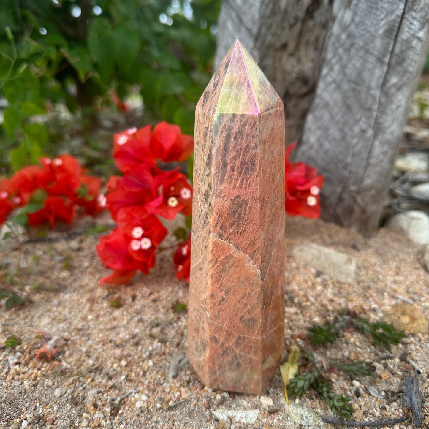 Aura Peach Moonstone – Calming Energy, Emotional Healing & Spiritual Growth