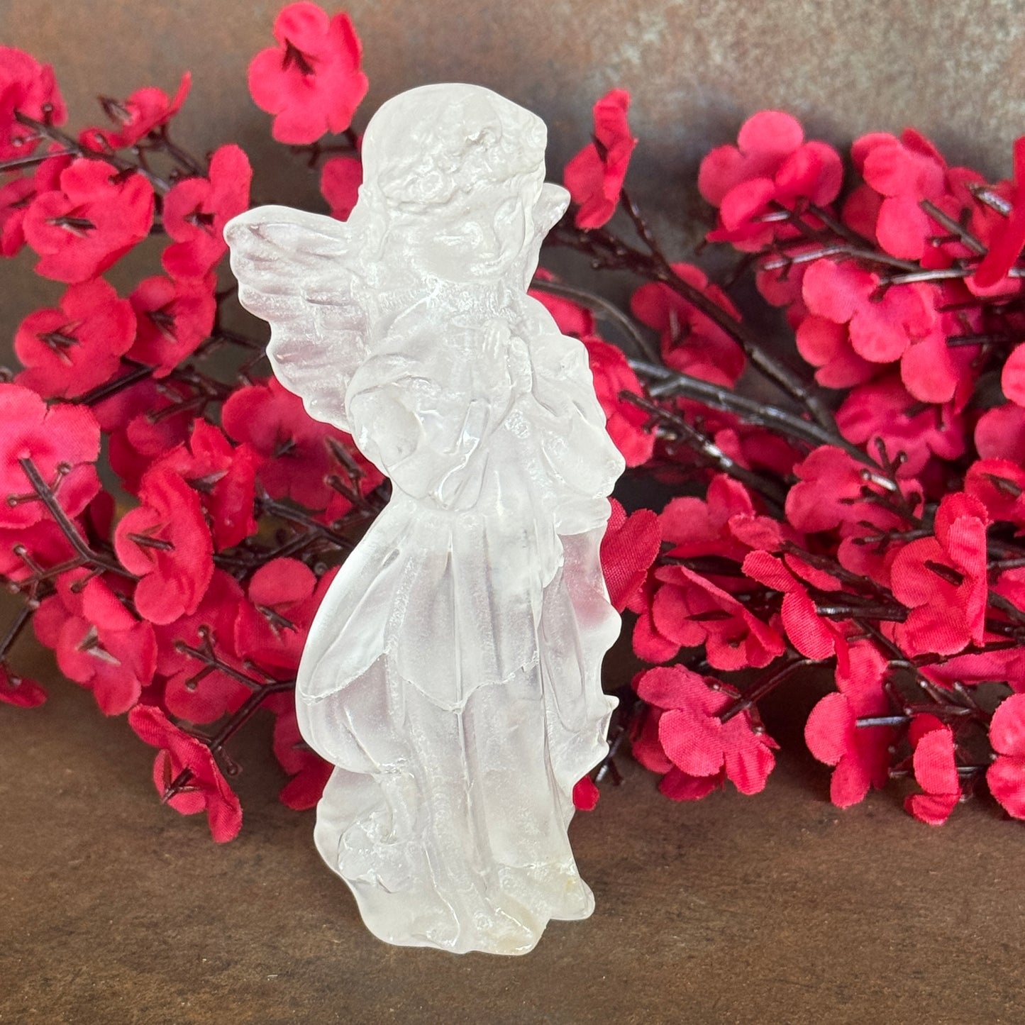 Clear Quartz Crystal Angel Praying (10 cm) – Master Healer of Light, Peace & Spiritual Protection