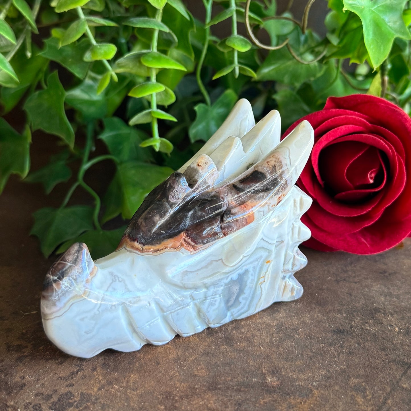 Mexican Agate Dragon Carving – Spiritual Protection, Grounding & Inner Strength