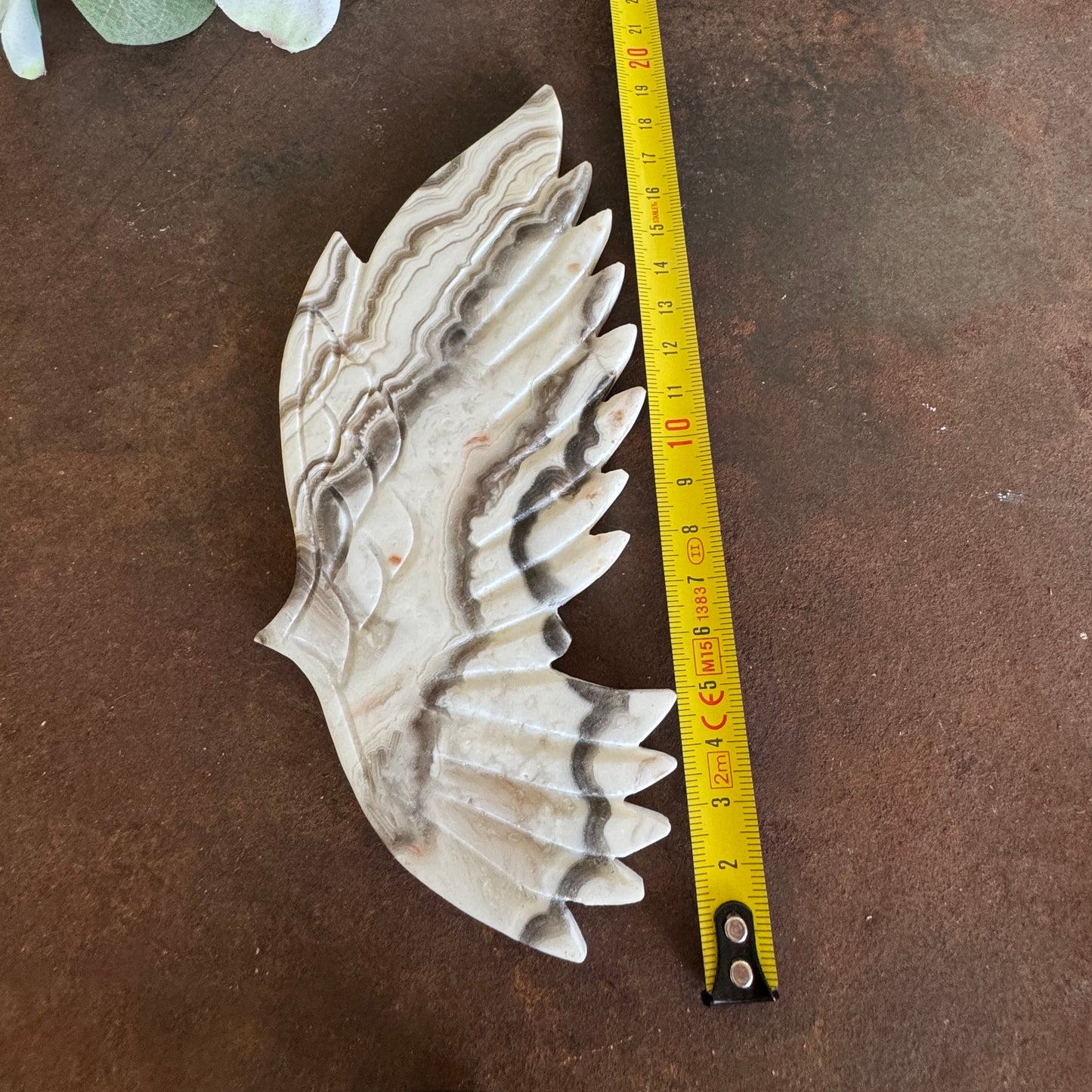 Angel Stand with Black and White Calcite Crystal Wings – Divine Protection, Balance & Spiritual Healing