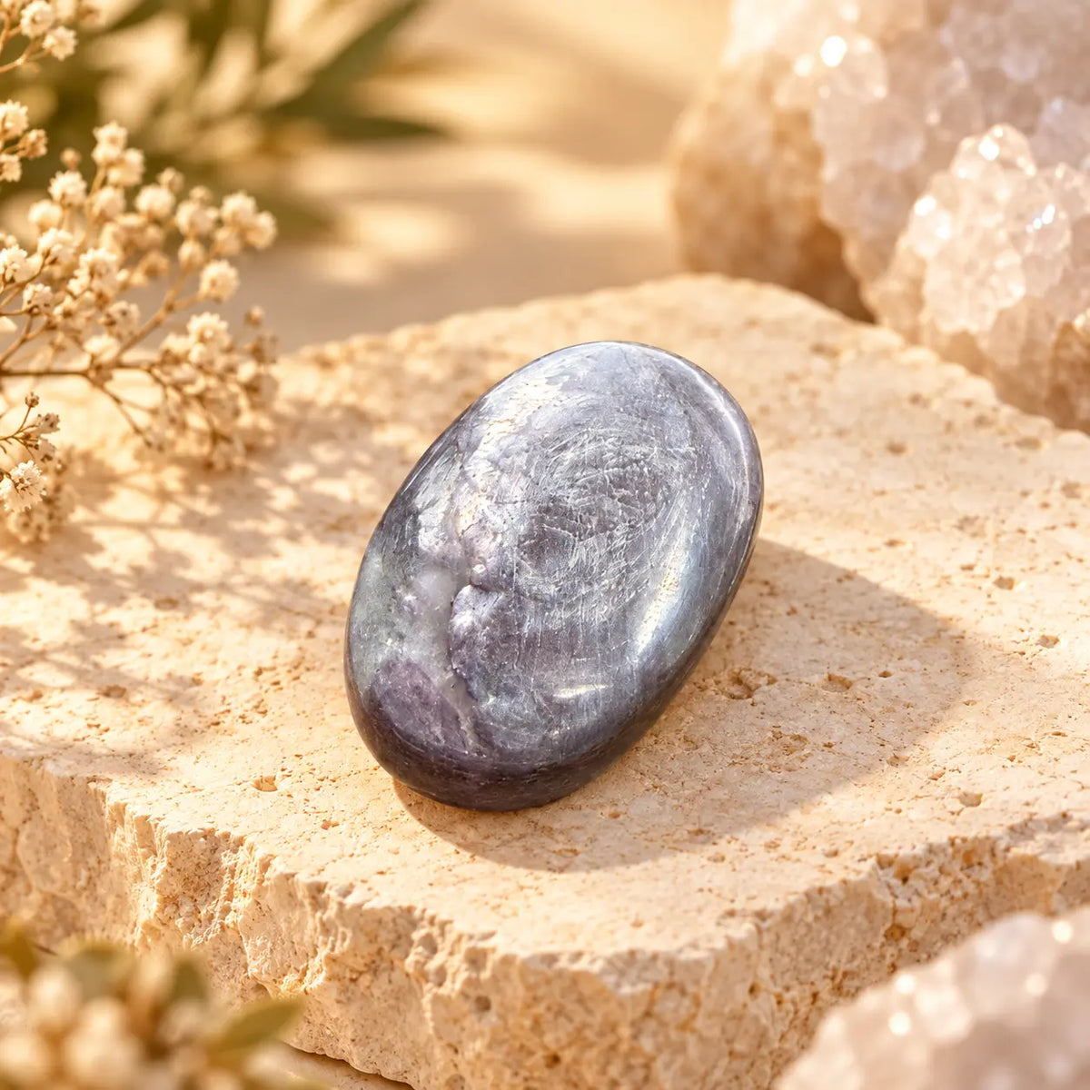 Lepidolite palm stone exact photographed piece 3