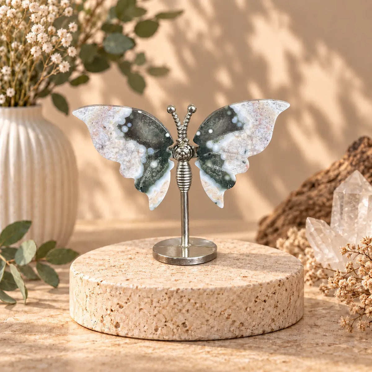 Mini Ocean Jasper Crystal Butterfly 1 – Transformation, Joy & New Beginnings