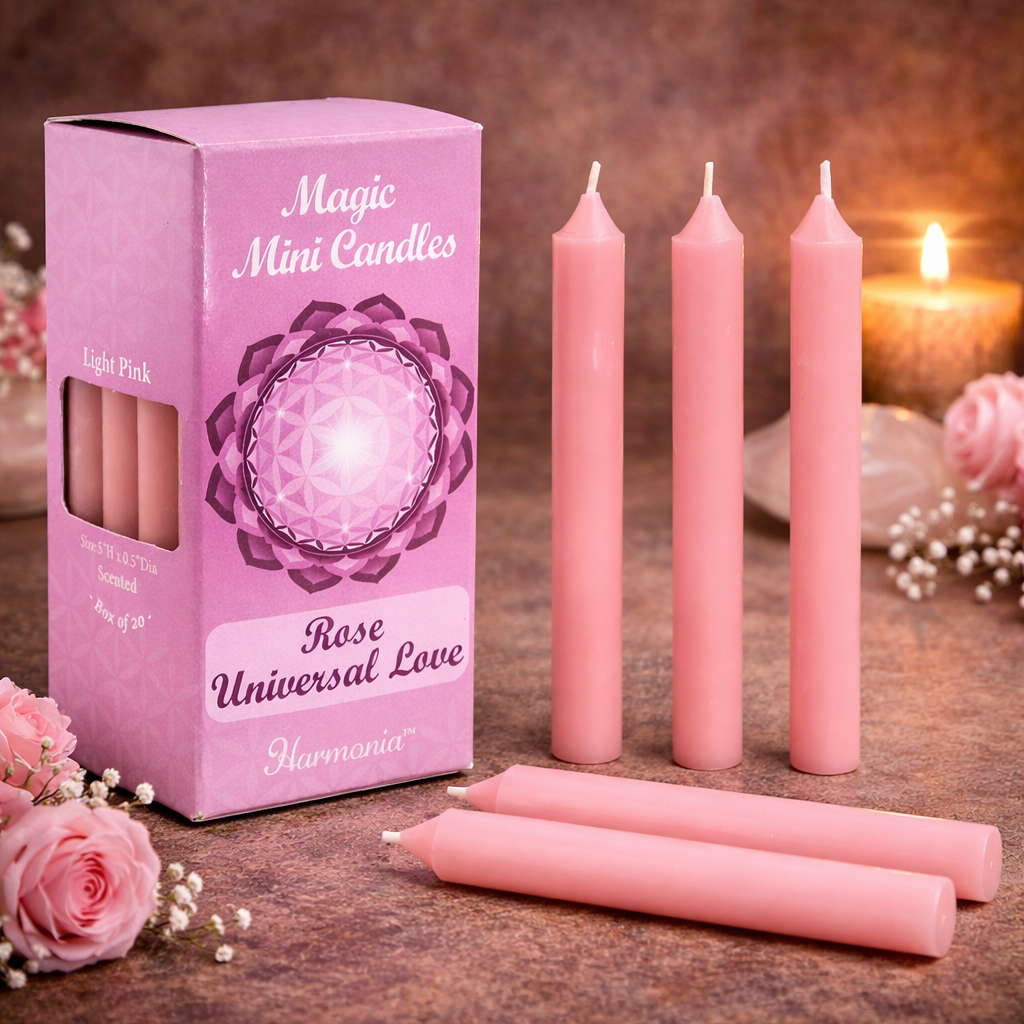 Pink Ritual Candles – Universal Love Rose Scented | Love Spell Candles (Pack of 20)