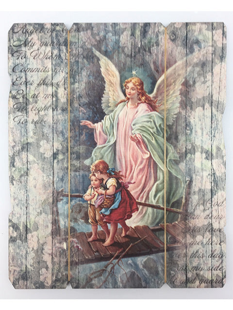 Guardian Angel Vintage Wood Plaque – Divine Protection, Comfort & Spiritual Healing