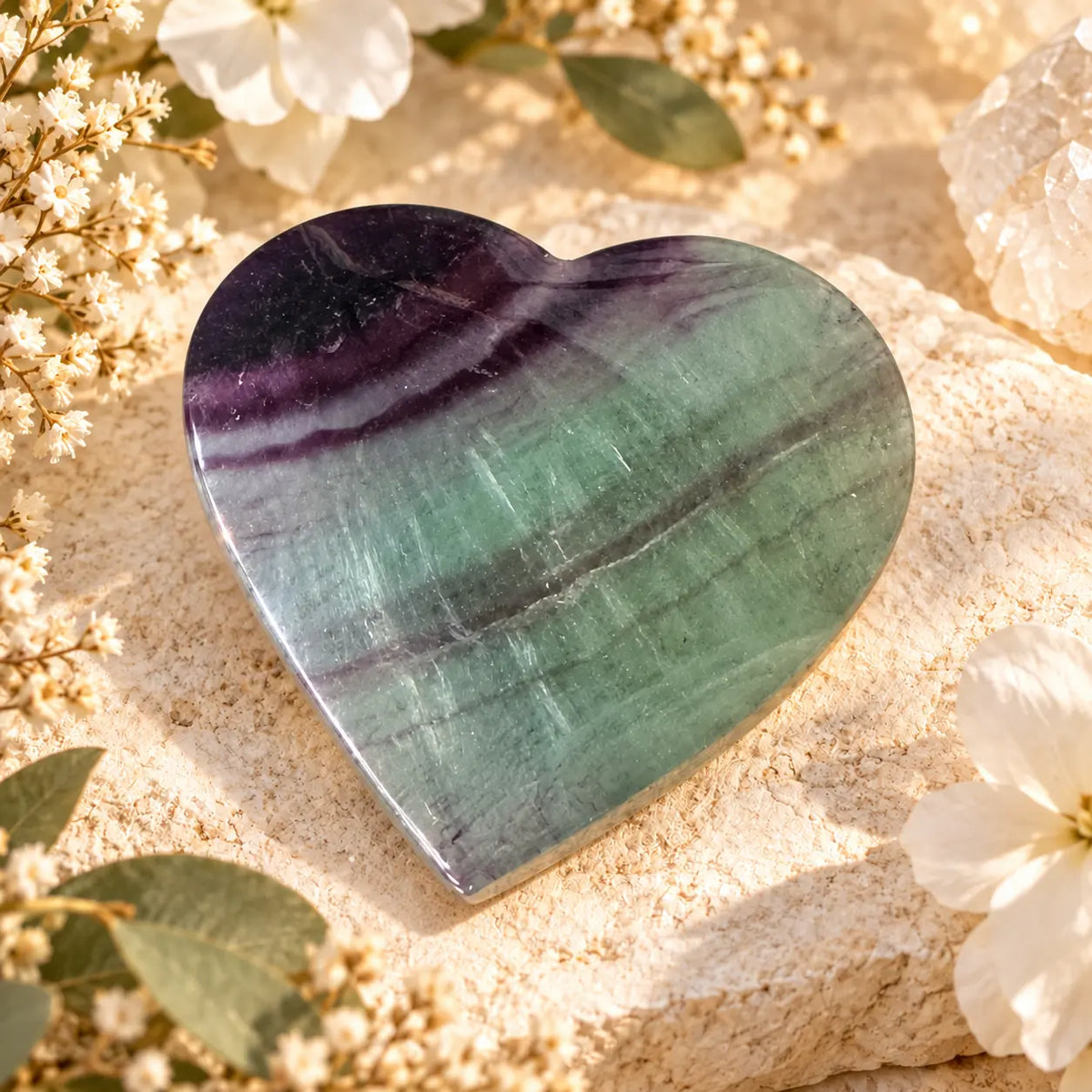 Rainbow Fluorite Crystal Heart – Emotional Healing, Clarity & Spiritual Protection | Spiritual Gift