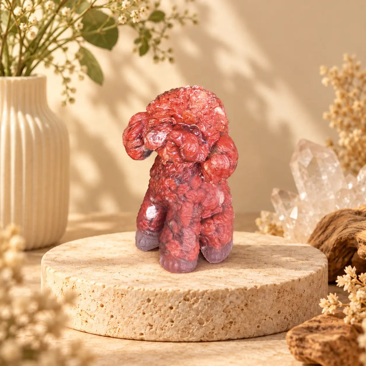 Red Jasper Cavoodle, Moodle or Toy Poodle crystal dog figurine