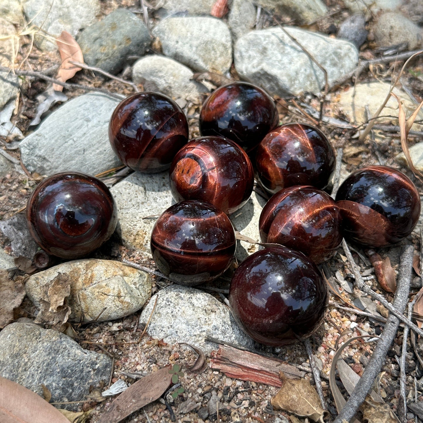 Red Tiger Eye Crystal Sphere approx 3cm for protection, confidence, grounding, and focus