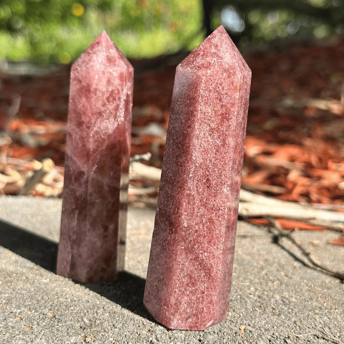 strawberry quartz tower crystal love emotional healing heart chakra pencil point crystal