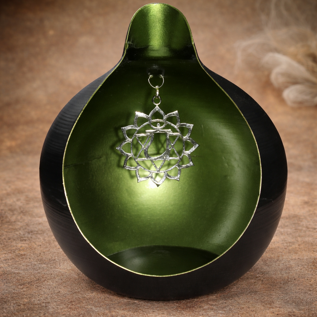Teardrop Heart Chakra Tea Light Candle Holder – Love, Balance & Emotional Healing