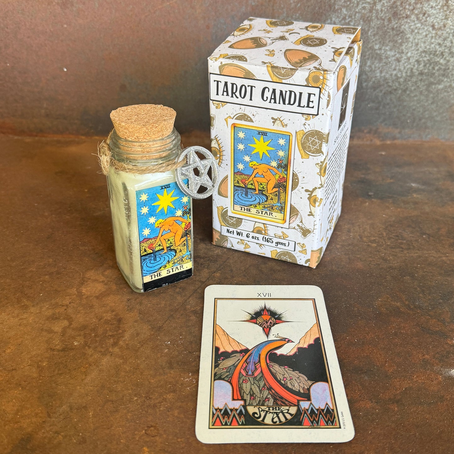Tarot intention candles The Star The Sun Justice for spiritual healing, balance, clarity, and positive energy