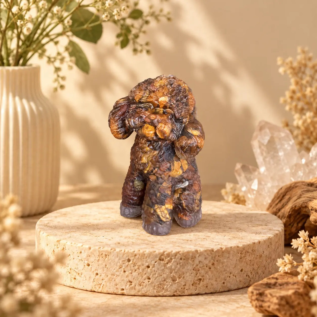 Tiger’s Eye Cavoodle, Moodle or Toy Poodle crystal dog figurine