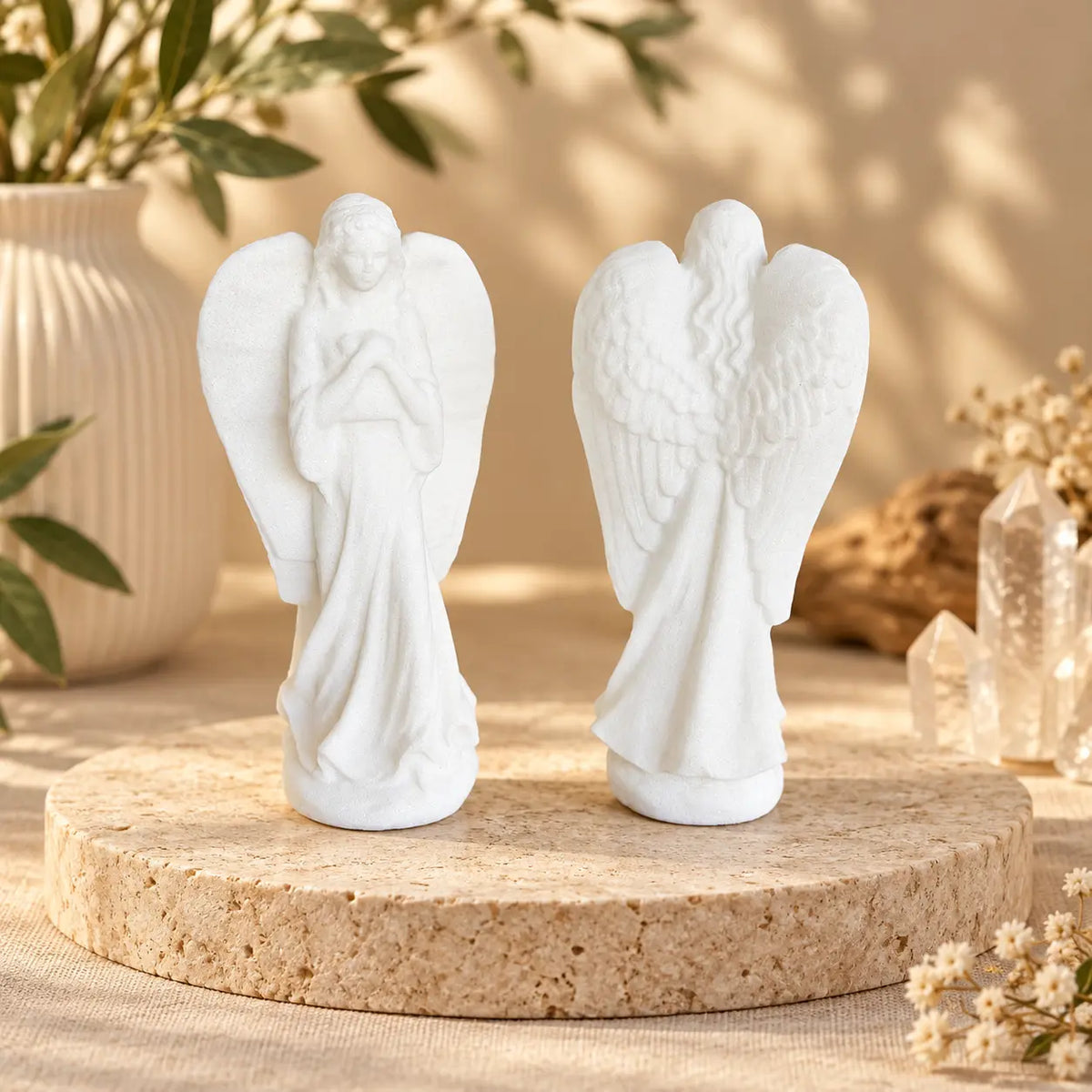 White Jade crystal angel carving for purity, peace, comfort and spiritual protection