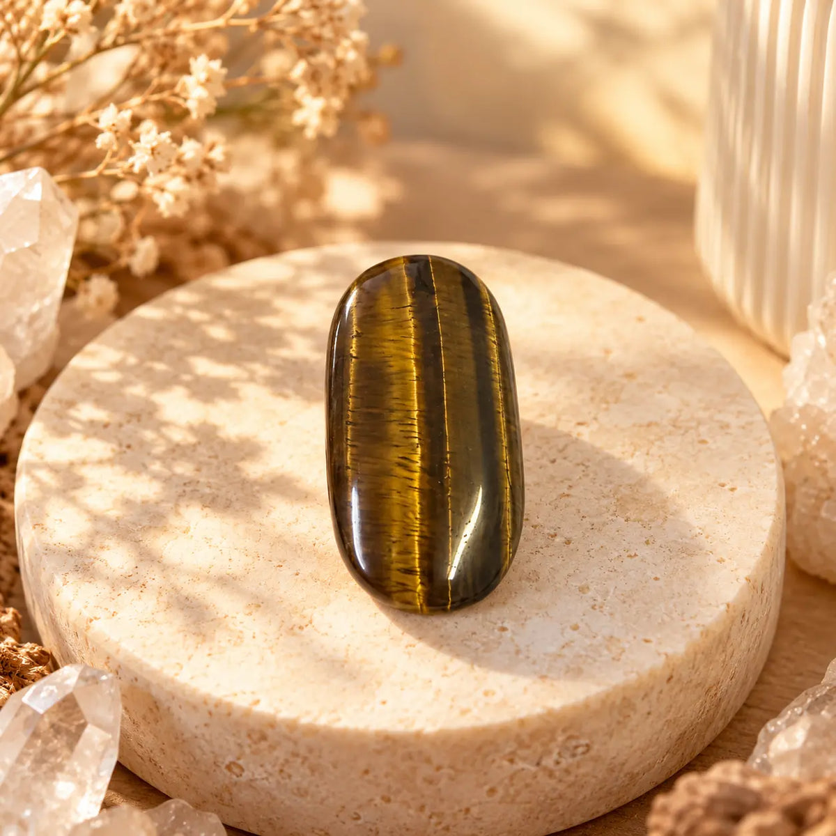 Yellow Tiger’s Eye Palm Stone – Confidence, Protection & Grounding