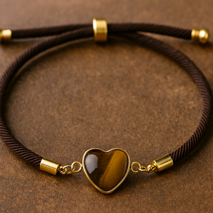 Bohemian Love Heart Tiger’s Eye Spiritual Bracelet – Confidence, Protection & Grounding Energy