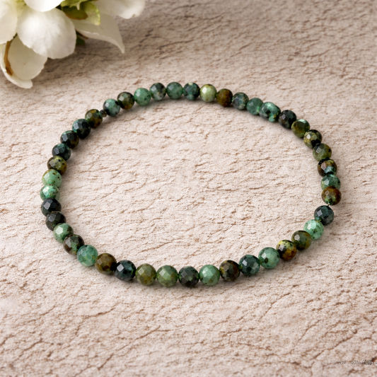 African Turquoise Faceted Crystal Bracelet 4mm – Growth, Transformation & Positive Energy