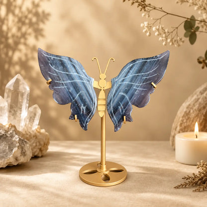 Agate Crystal Wings on Butterfly Stand – Grounding, Protection & Emotional Balance
