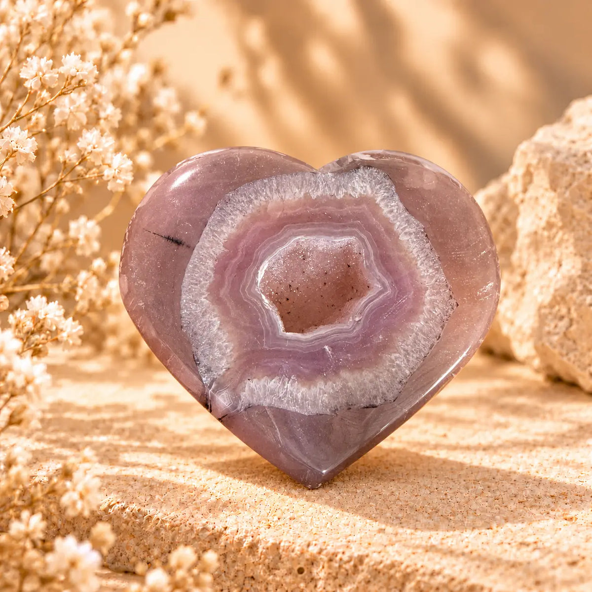 161g Agate geode druzy crystal heart