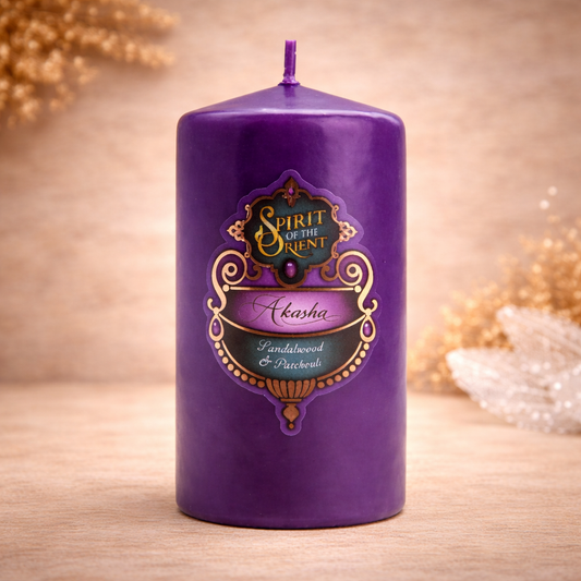 Purple Akasha Pillar Candle – Spiritual Ritual Candle for Intuition, Wisdom & Higher Consciousness