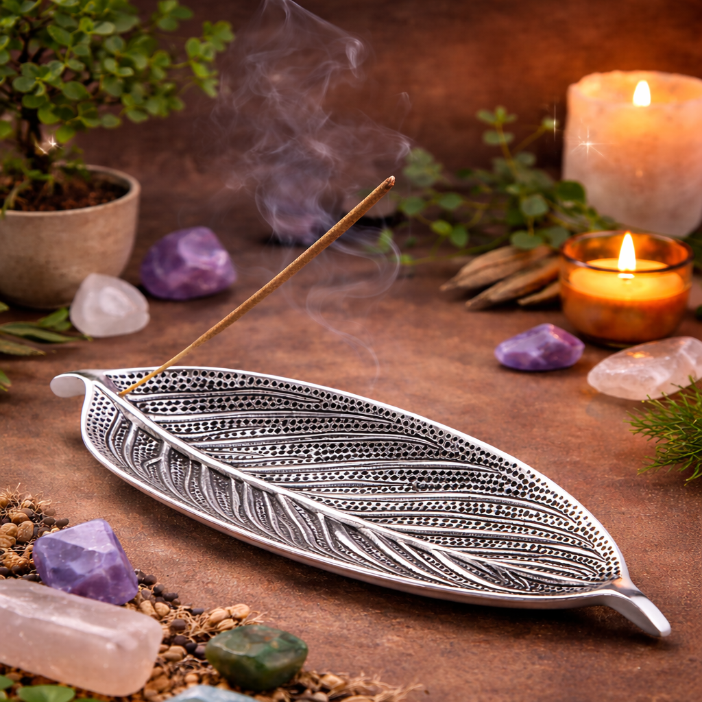 Aluminum Leaf Incense Burner – Spiritual Gift for Peace, Energy Cleansing & Sacred Space Styling