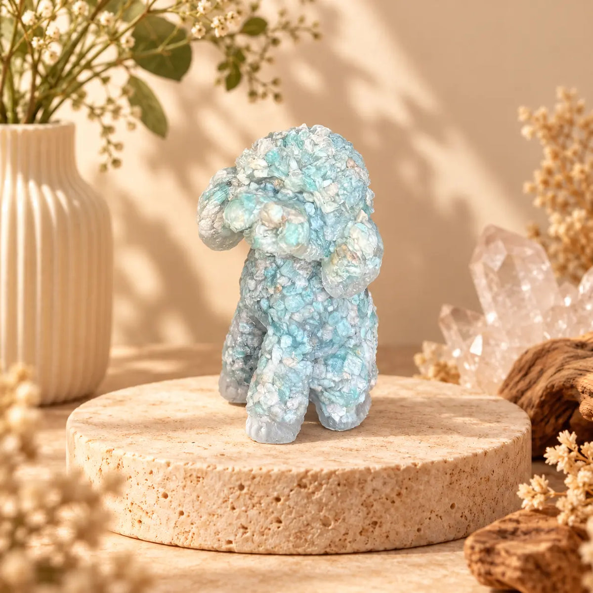 Amazonite Cavoodle, Moodle or Toy Poodle crystal dog figurine