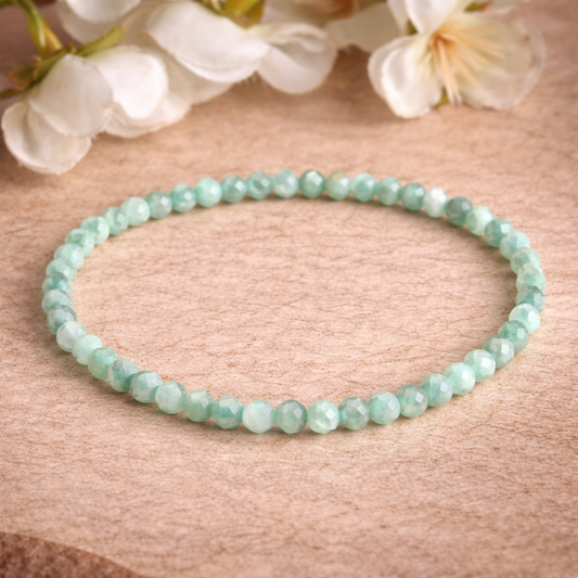 Amazonite Bracelet 4mm – AAA Faceted Crystal Bracelet for Emotional Healing, Calm & Truth