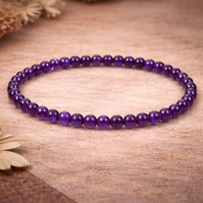 Amethyst 4mm crystal bead bracelet
