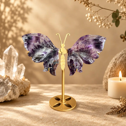 Small Amethyst Crystal Wings on Butterfly Stand – Calm, Protection & Intuition
