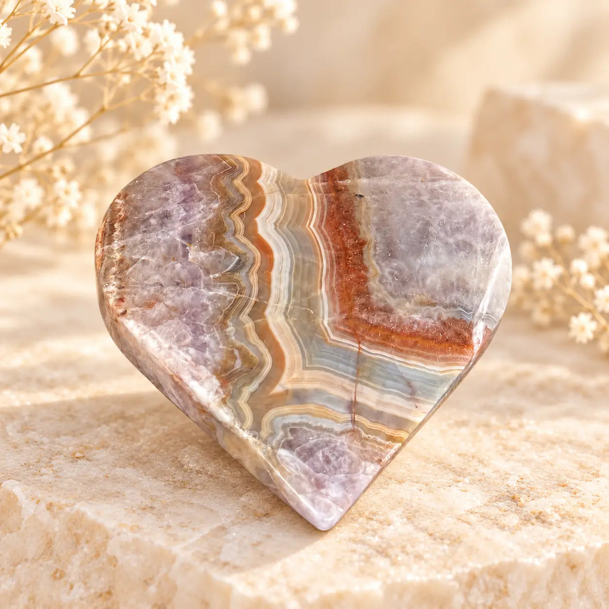 211g Amethyst and Agate crystal heart