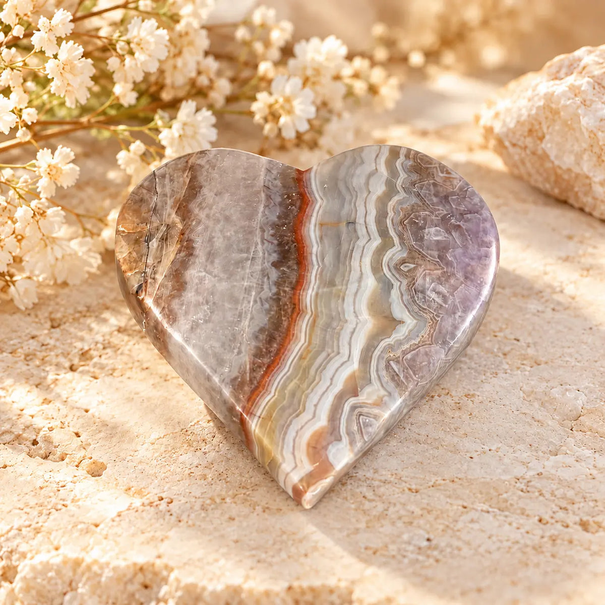 235g Amethyst and Agate crystal heart