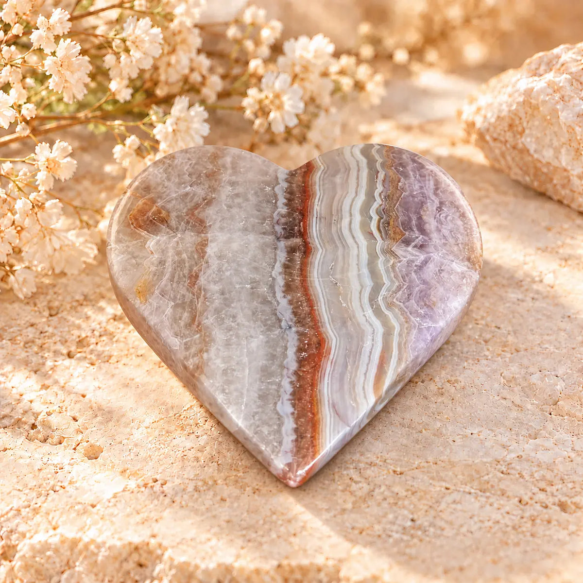 285g Amethyst and Agate crystal heart