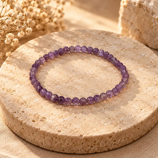 Amethyst 4mm crystal bead bracelet