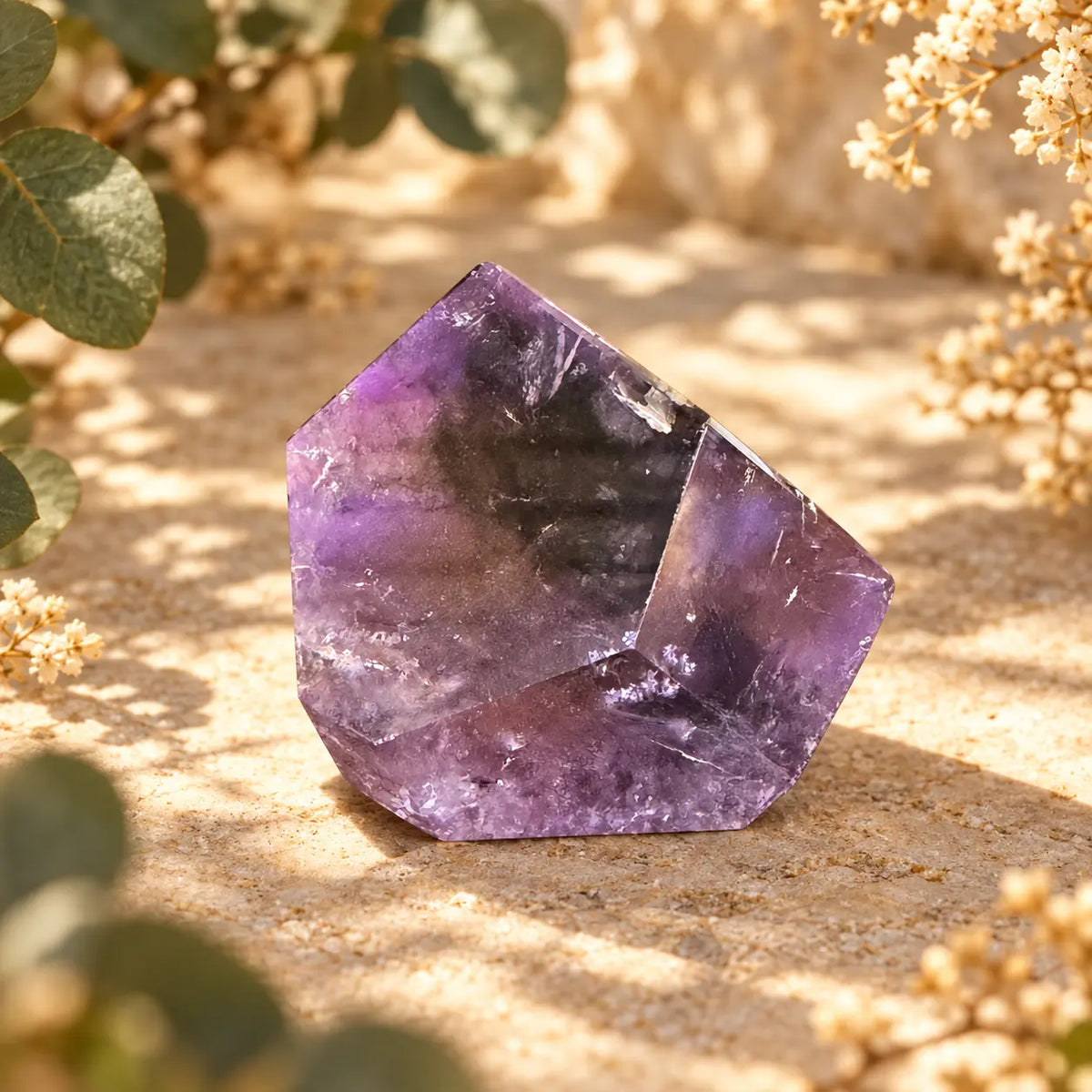 Amethyst polished freeform crystal exact 63g piece, 34 x 41mm