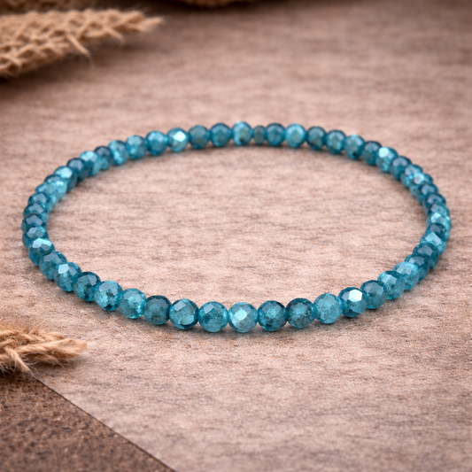 Apatite Bracelet 4mm – Faceted Crystal Bracelet for Clarity, Intuition & Spiritual Awakening