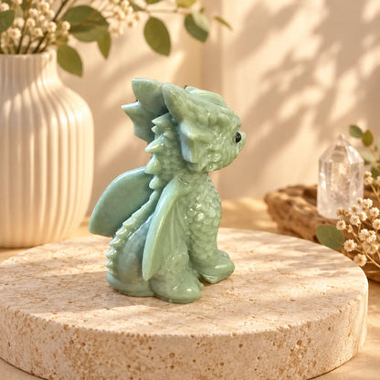 Natural Dushan Jade dragon carving Piece B showing stone patterning