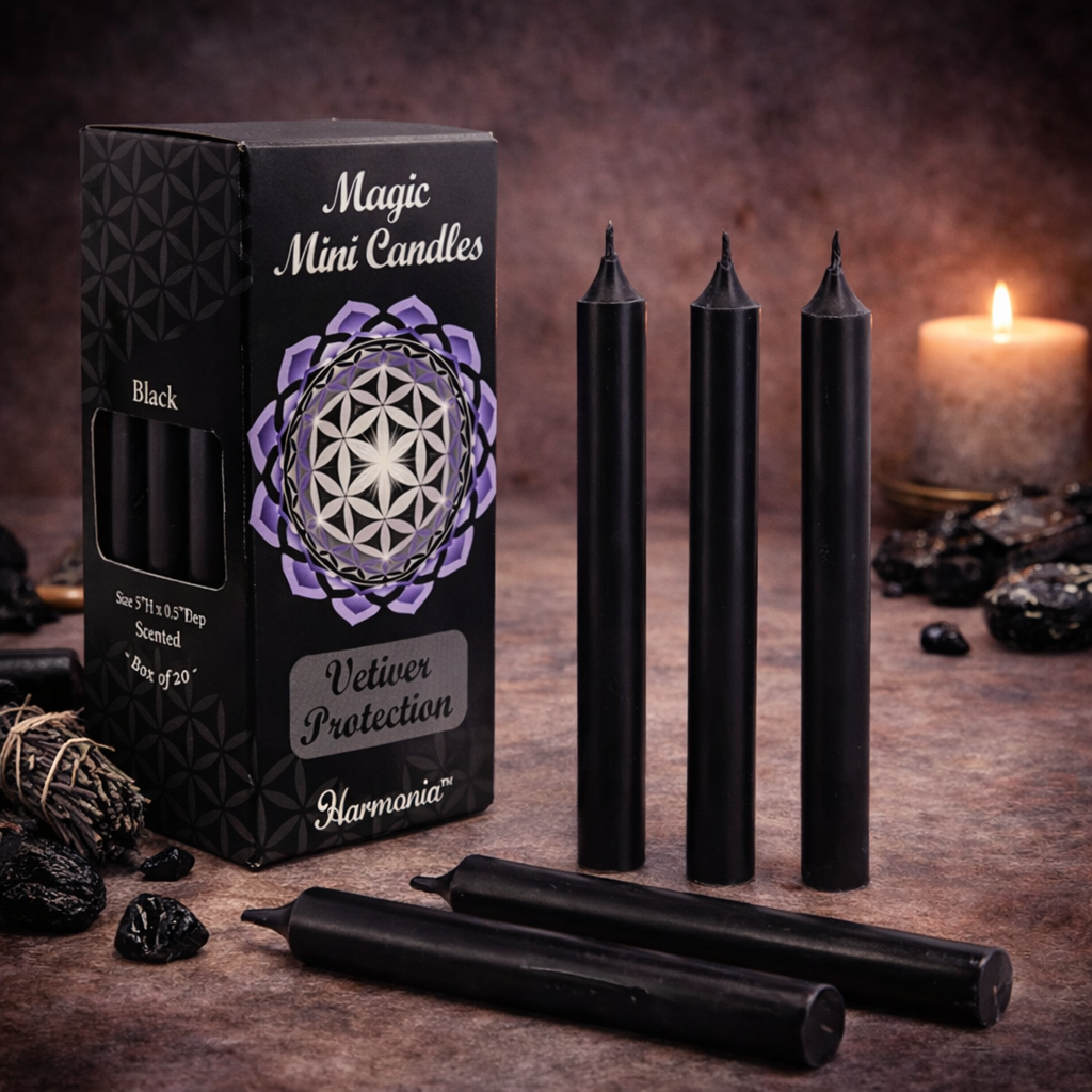 Black Ritual Candles – Vetiver Protection Spell Candles (Pack of 20)