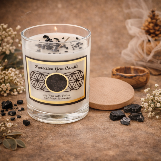 Black Tourmaline Vetiver Protection Soy Candle 255g – Spiritual Protection & Grounding