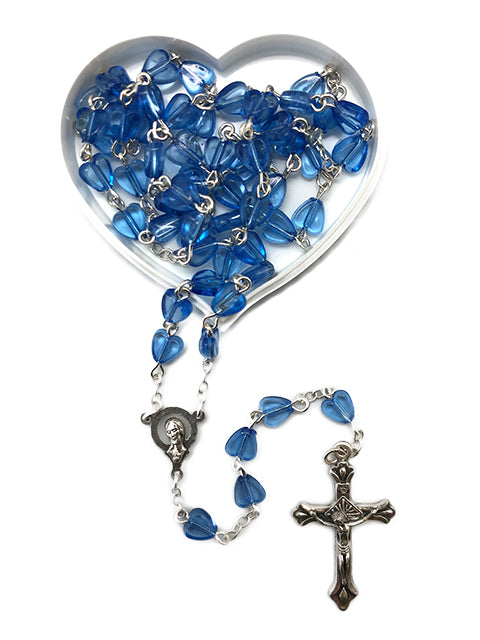 Blue Rosary in  Heart Shape Case