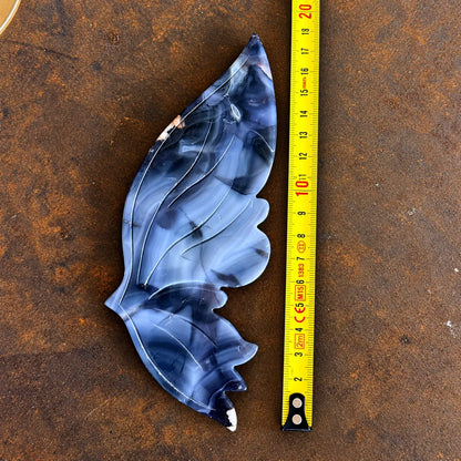 Blue Flower Agate Crystal Wings on Butterfly Stand – Joy, Creativity & New Beginnings
