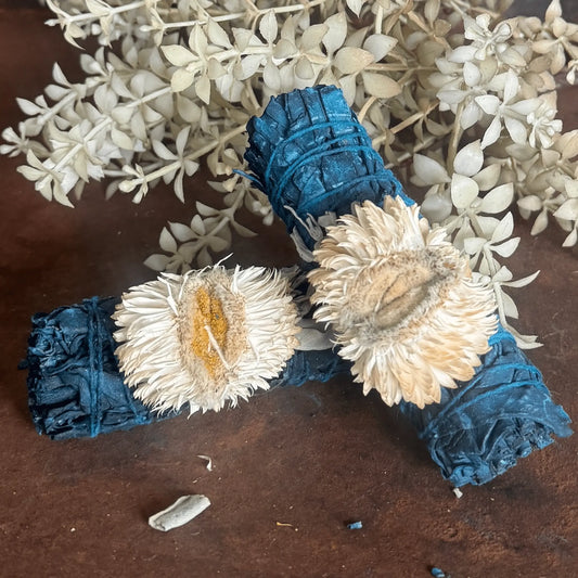 Blue Moon White Sage Smudge Stick for aura cleansing, spiritual healing, energy protection, moon rituals, and manifestation.